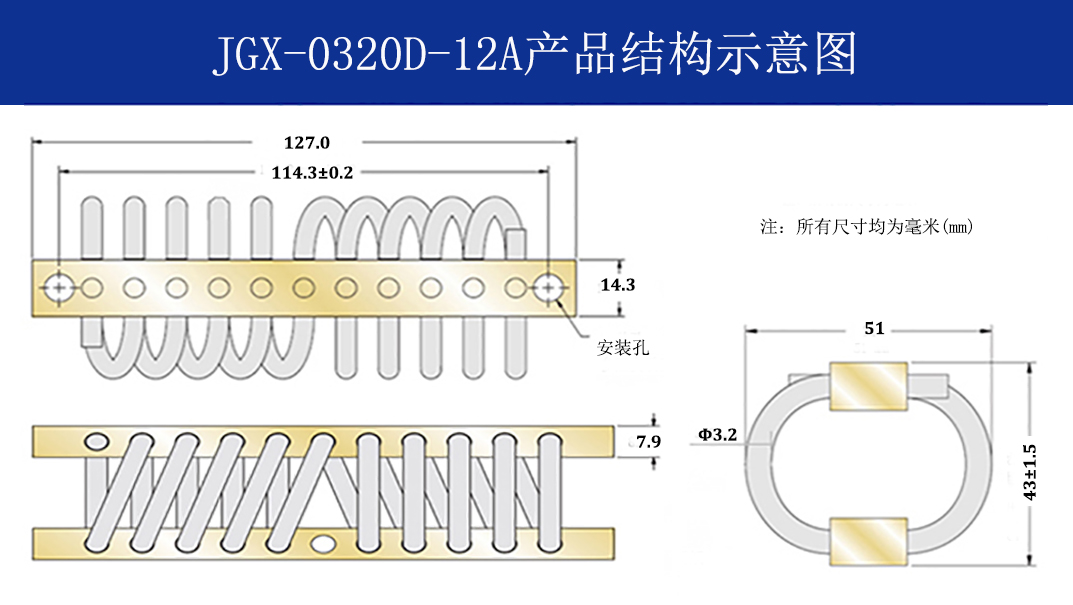 JGX-0320D-12A多應用鋼絲繩隔振器結(jié)構(gòu)