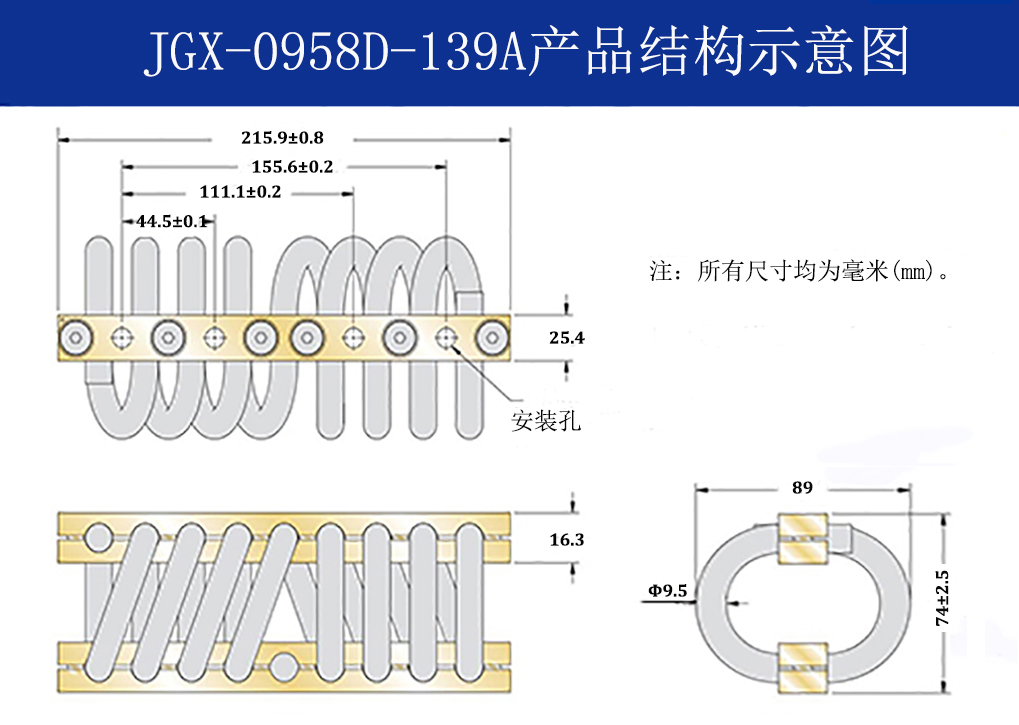 JGX-0958D-139A多應(yīng)用鋼絲繩隔振器結(jié)構(gòu)