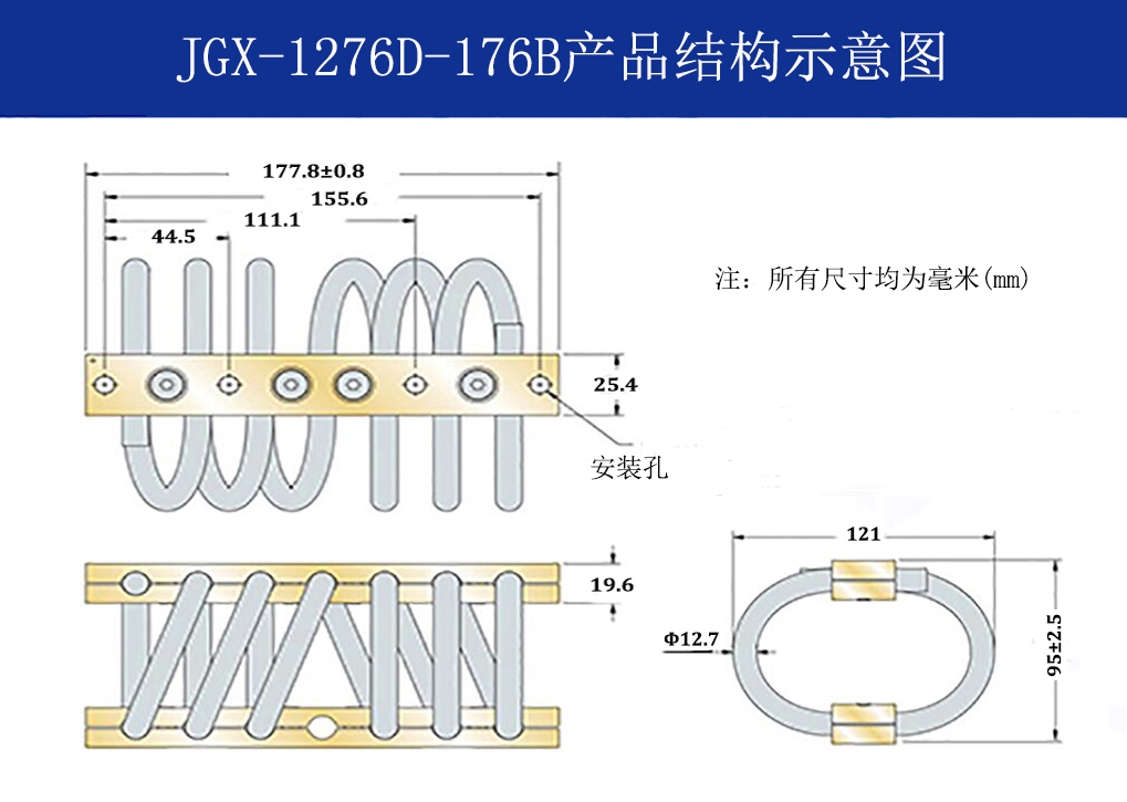 JGX-1276D-176B多應(yīng)用鋼絲繩隔振器結(jié)構(gòu)