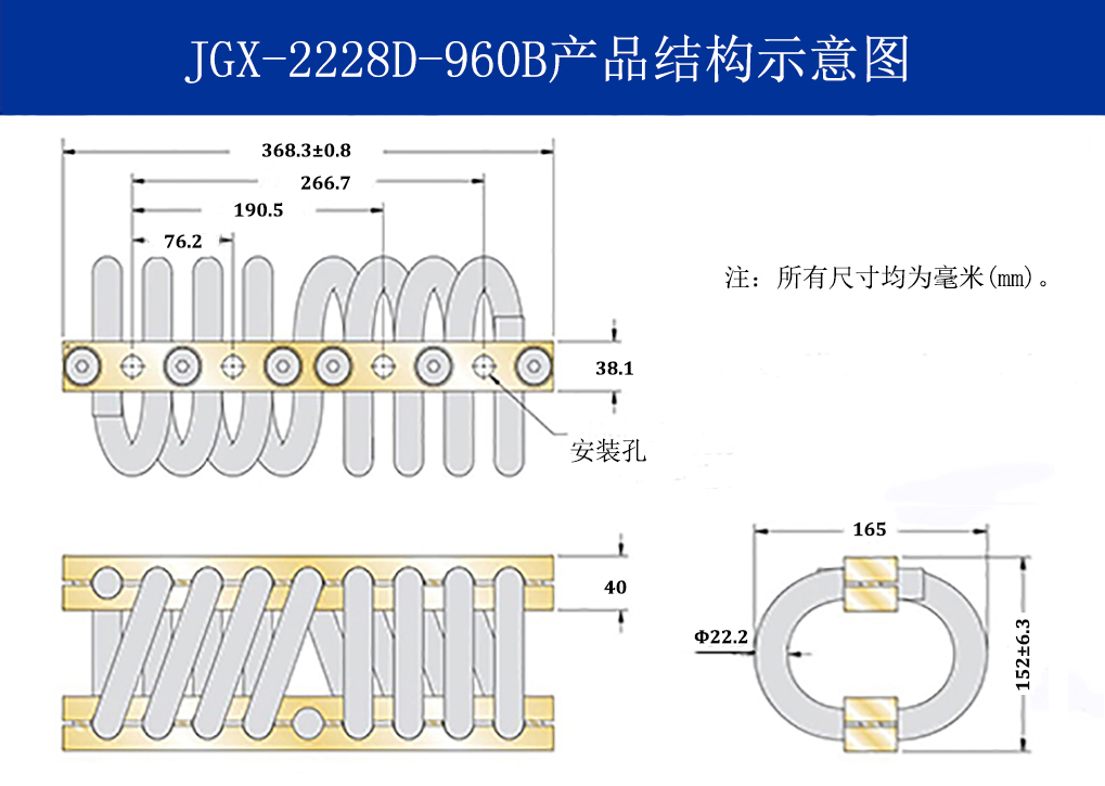 JGX-2228D-960B多應用鋼絲繩隔振器結構